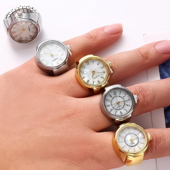 Indiriva Classic Gold Quartz Finger Ring Watch| White Dial