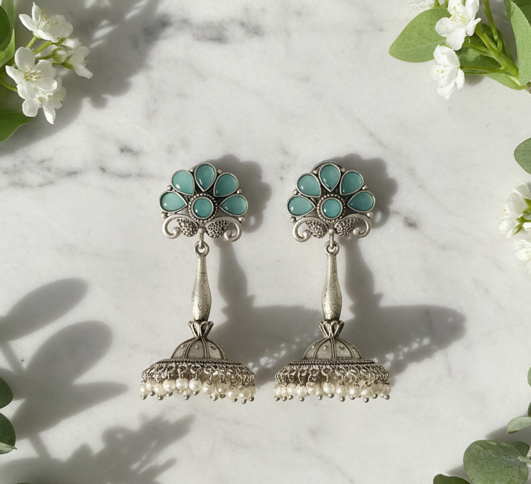 Indiriva Aqua Bloom Jhumkas