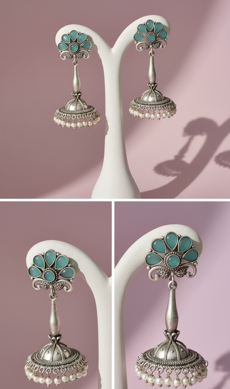 Indiriva Aqua Bloom Jhumkas