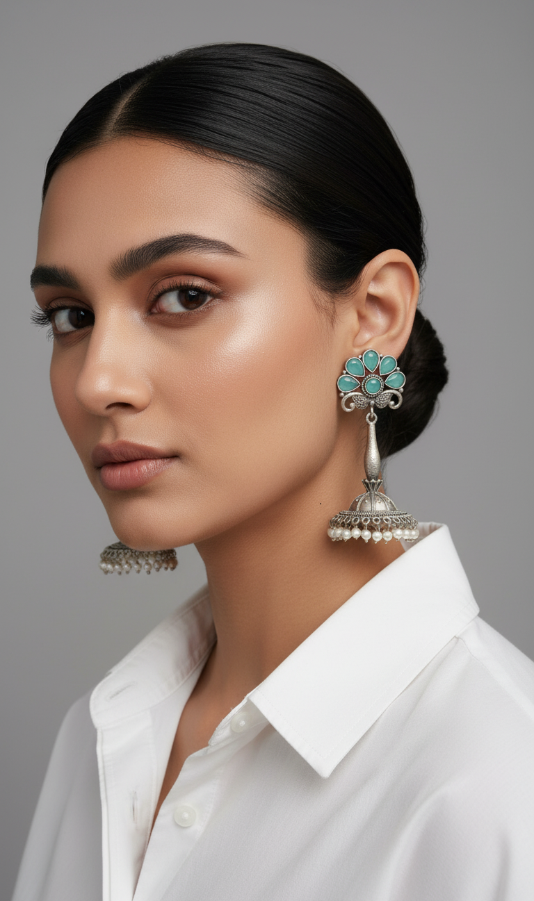 Indiriva Aqua Bloom Jhumkas