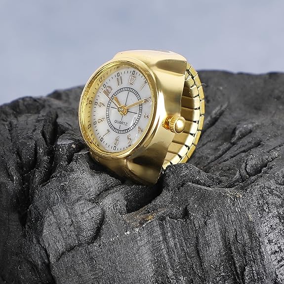Indiriva Classic Gold Quartz Finger Ring Watch| White Dial