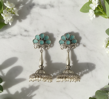 Indiriva Aqua Bloom Jhumkas