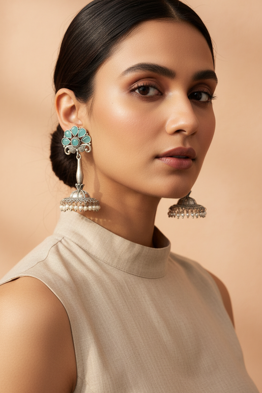 Indiriva Aqua Bloom Jhumkas