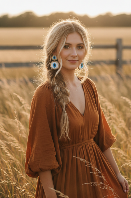 Indiriva Bohemian Eye Earrings
