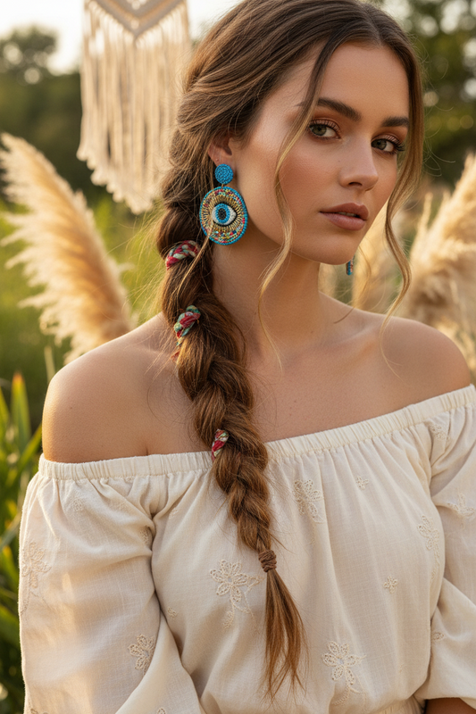 Indiriva Boho Evil Eye Earrings