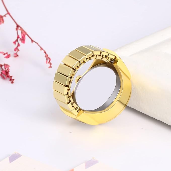 Indiriva Classic Gold Quartz Finger Ring Watch| Green Dial