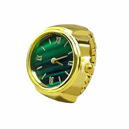 Indiriva Classic Gold Quartz Finger Ring Watch| Green Dial