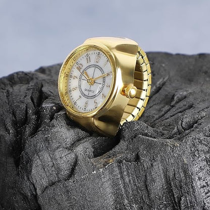 Indiriva Classic Gold Quartz Finger Ring Watch| White Dial