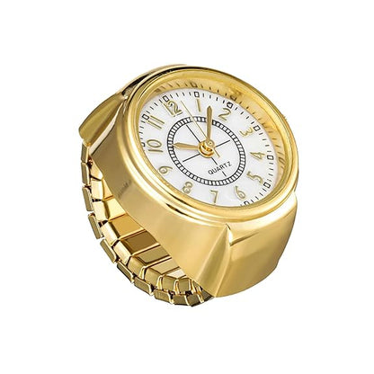 Indiriva Classic Gold Quartz Finger Ring Watch| White Dial