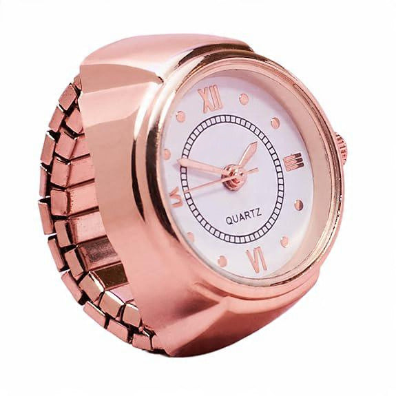 Indiriva Classic Rose-Gold Quartz Finger Ring Watch| White Dial