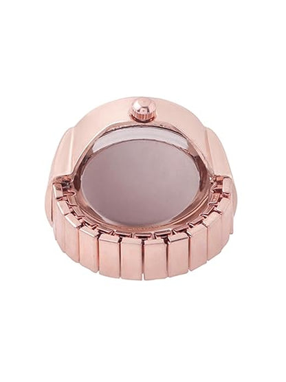 Indiriva Classic Rose-Gold Quartz Finger Ring Watch| White Dial