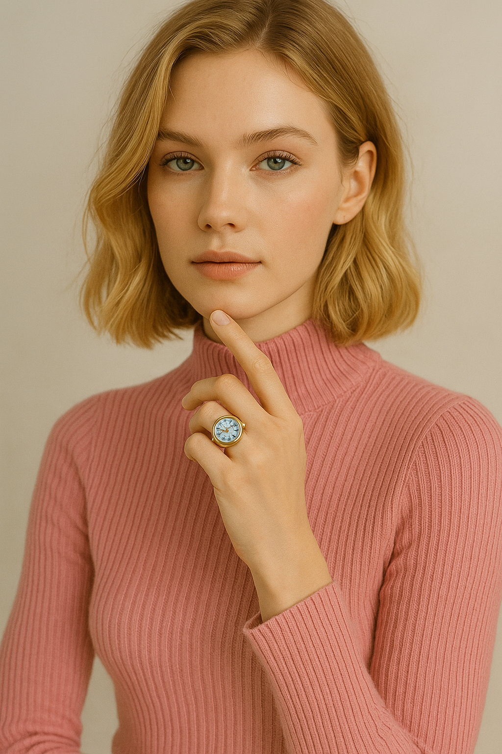 Indiriva Classic Gold Quartz Finger Ring Watch| White Dial